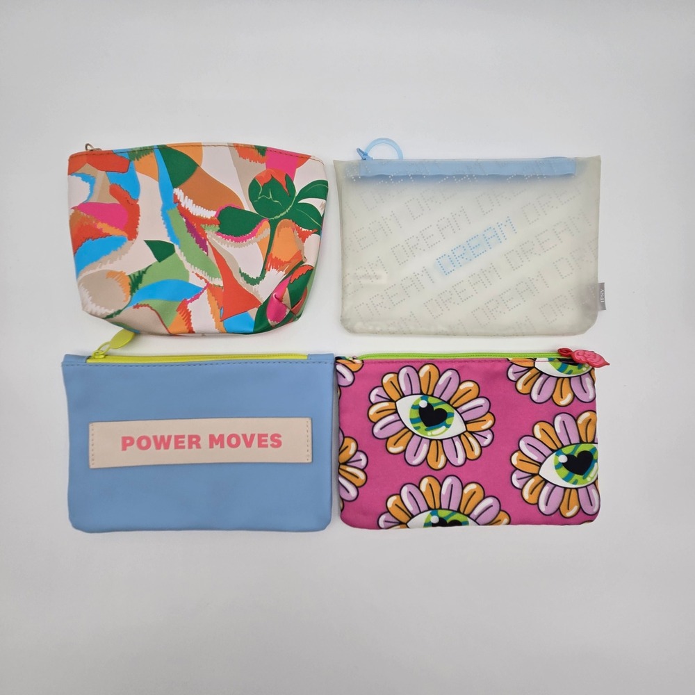 Ipsy Makeup Bags Multicolor Graphic Floral Dream Power Moves Lot of 4 Travelβ
